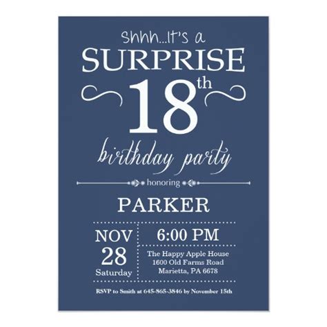 Surprise 18th Birthday Invitation Blue