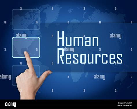 human resources concept  interface  world map  blue background