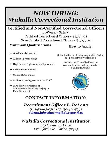 Oyster Radio Wakulla County Correctional Institution Now Hiring