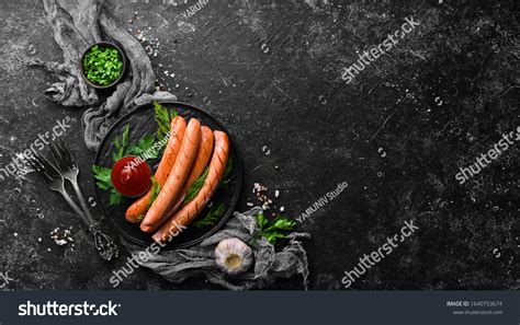 Breakfast Sausage Black Background Images Stock Photos