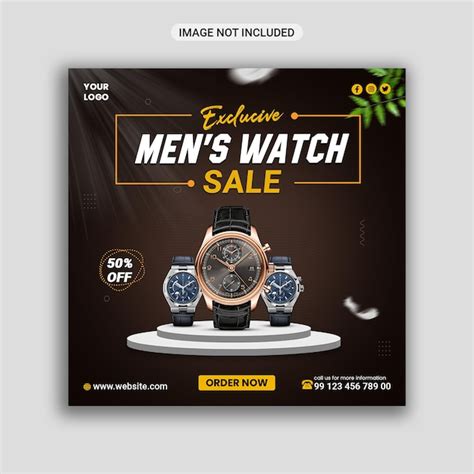 Premium Psd Classic Mens Watch Social Media Post Banner Template