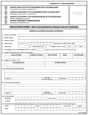 Fillable Online Jaypeeu Ac Jee Based Appl Form Cdr Jaypee