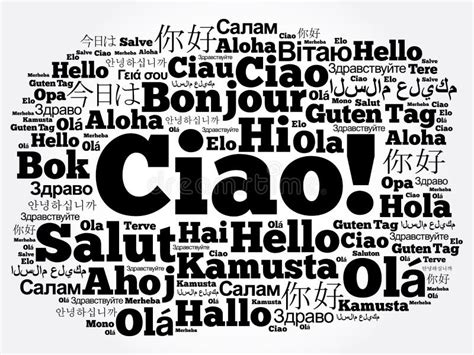 Saludo De Ciao Hola En La Nube De Palabras Italiana En Diferentes