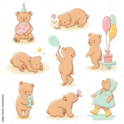 Cute little bear characters set. Perfect for baby shower celebration ...