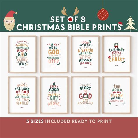 Christmas Bible Verse Printable Scripture Kids Wall Art Posters Church ...