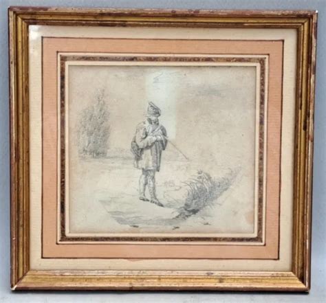 Dessin Original A La Mine De Plomb D Un Chasseur Par Henry Monnier