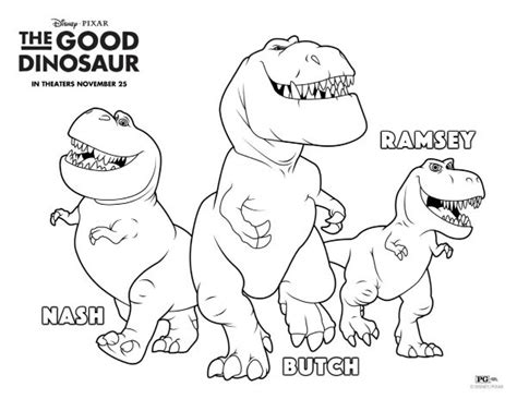 The Good Dinosaur Nash, Butch & Ramsey Coloring Page - Mama Likes This