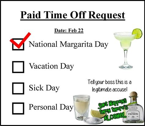 National Margarita Day National Margarita Day, Sick Day, Paid Time Off ...