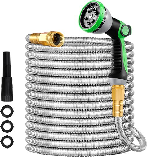 Metal Garden Hose 50ft Stainless Steel Water Hose With 10