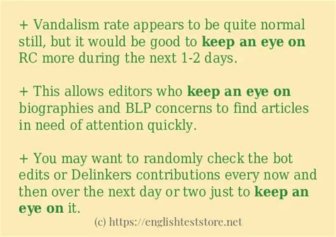 Sentence example of "keep an eye on" - EnglishTestStore Blog