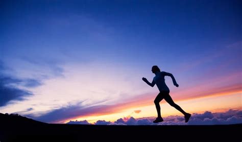 Female Runner Silhouette Running Into Sunset Stock Image Everypixel