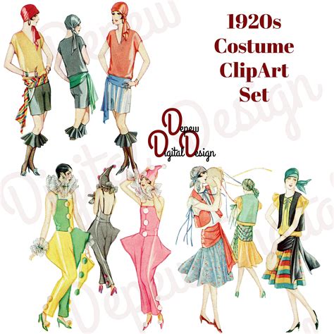Digital Vintage 1920s Halloween Costume Party Clip Art Lady - Etsy