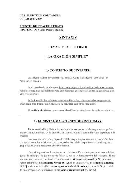 Pdf Bachillerato Tema La Oraci N Simple Dokumen Tips