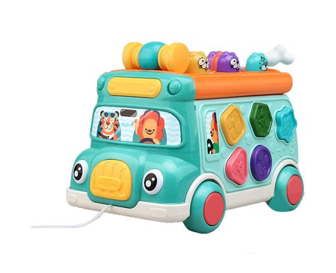 Bus Toy Multifunctional Music Light Building Blocks Whack A Mole