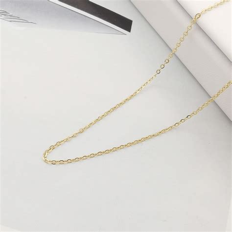 9k14k18k Real Gold Cable Chains Necklace Yellow Gold Rose Gold White