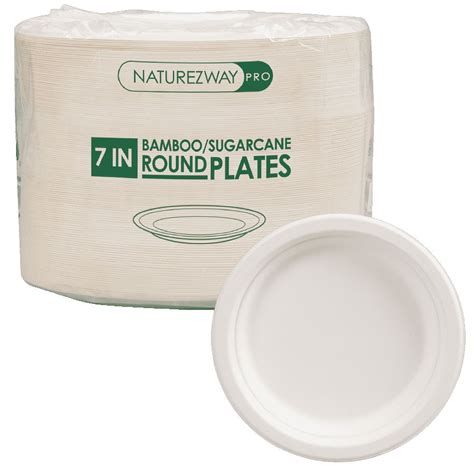 Naturezway Pro 7 125 Pack Bamboo Sugarcane Round Plates Leak