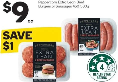 Peppercorn Extra Lean Beef Burgers Or Sausages 450 500g Offer At Woolworths