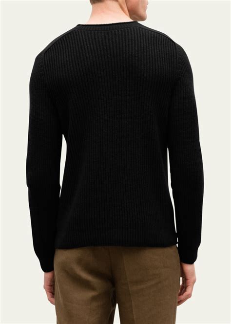 Iris Von Arnim Mens Cashmere Rib Crewneck Sweater Bergdorf Goodman