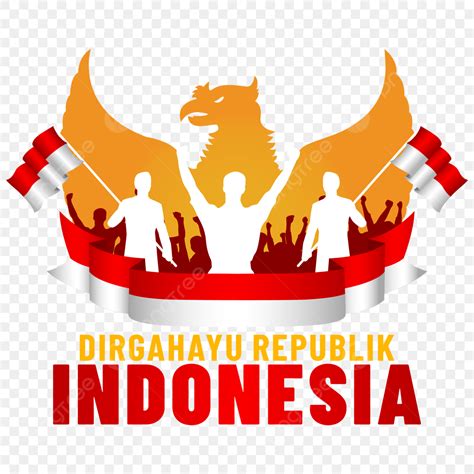 Dirgahayu Republik Indonesia Dengan Burung Garuda Dan Siluet Orang