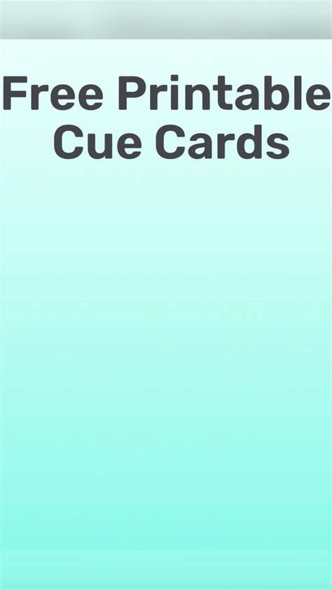 Free Printable Cue Cards in 2022 | Cue cards, Free printables, Autism resources