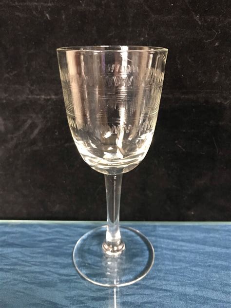 Antique Edwardian Wheel Etched Greek Key Pattern Sherry Glass Etsy