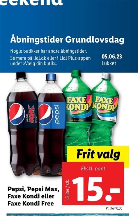 Pepsi Pepsi Max Faxe Kondi Eller Faxe Kondi Free Tilbud Hos Lidl