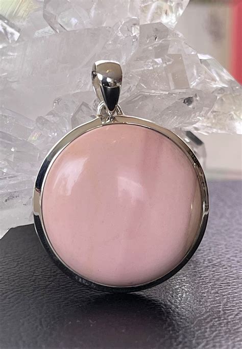 Roze Opaal Hanger Cabochon Rond Medium Jalla Stones Sieraden