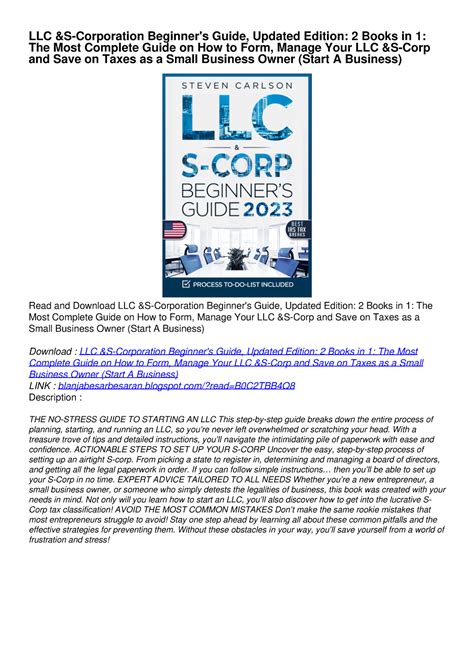 Pdf Read Free Llc S Corporation Beginner S Guide Updated Edition