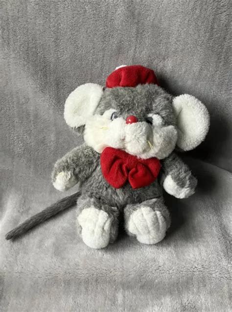 VINTAGE 80S ALLDERS Little Squeeks Sitting Mouse Soft Plush Toy Squeaky ...