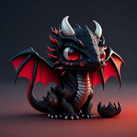 Premium AI Image | A black dragon with red eyes and red wings is ...