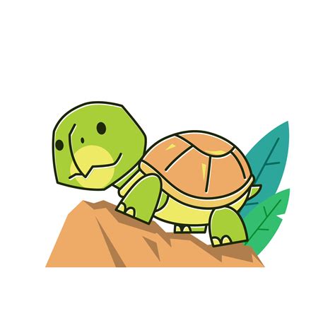 Funny Tortoise Turtle Walking Climbing Rock Exotic Reptile Cartoon ...