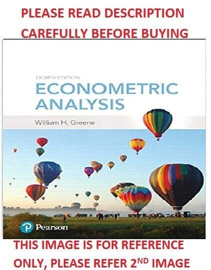 Econometric Analysis By William H Greene 2017 Hardcover For Sale