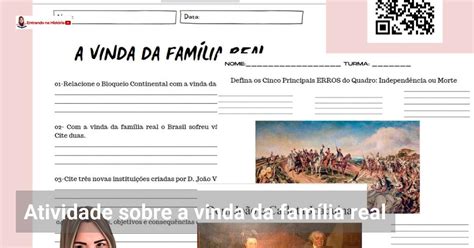 Atividade sobre a vinda da família real Entrando na História