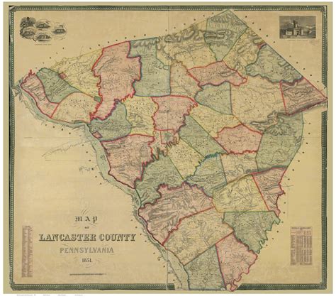 Lancaster County Pennsylvania 1851 Old Map Reprint Old Maps