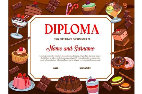 Dessert Themed School Education Diploma