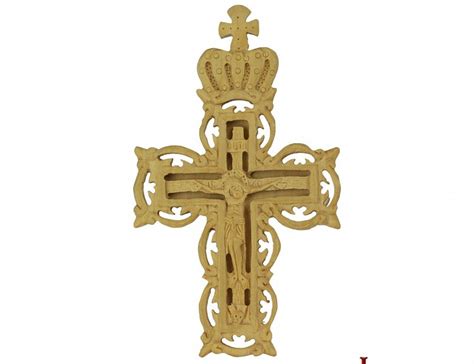 Wood Carved Cross With A Crown Monastiriaka