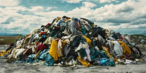 Premium Photo Textile Waste Crisis Discarded Clothes Piling Up In