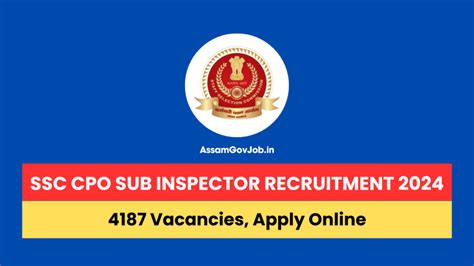 SSC CPO Sub Inspector Recruitment 2024 4187 Posts Online Apply