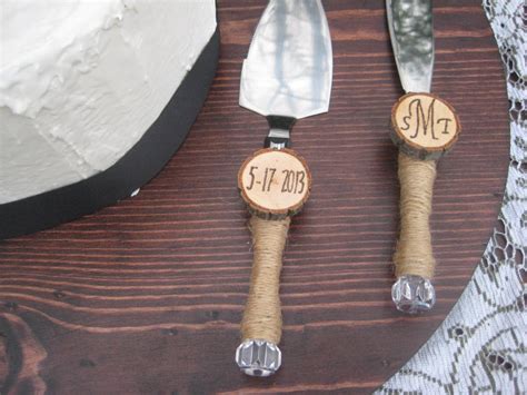 Rustic Wedding Cake Knife And Server Set Personalized Decor