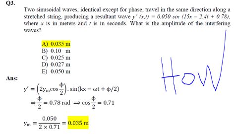 Solved Q3 Two Sinusoidal Waves Identical Except For Phase