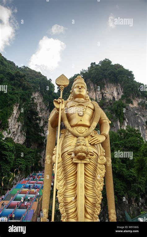 Lord Murugan Statue At The Entrance To The Batu Caves Near Kuala Lumpur