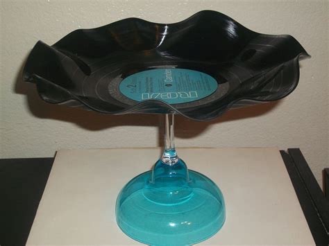 Vinyl Record LP Cupcake Stand And Cookie Tray Retro Vintage Stemware