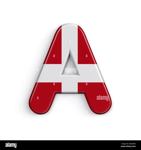 Denmark Letter A Capital 3d Danish Flag Font Isolated On White