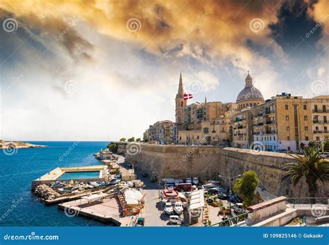 View On Valletta From Sea Stock Photo Image Of Beach 109825146