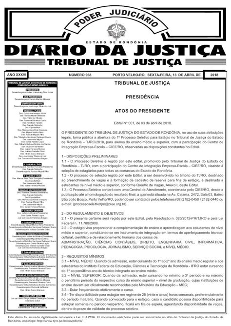 Pdf Estado De Rond Nia Tjro Jus Br Certame Ser O Disponibilizadas