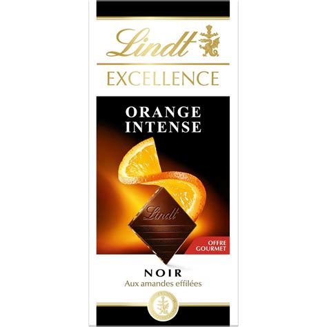 LINDT Excellence Tablette De Chocolat Noir Orange Intense Aux Amandes