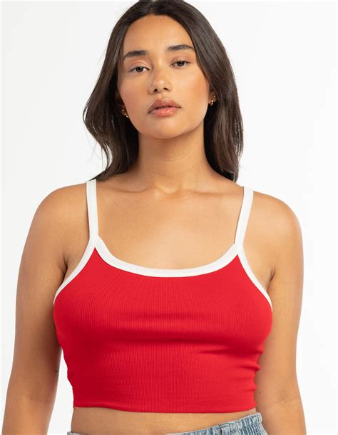 Heart And Hips Womens Ringer Rib Tank Top Red Tillys