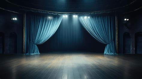 Premium AI Image | Theater stage with blue curtains and spotlights