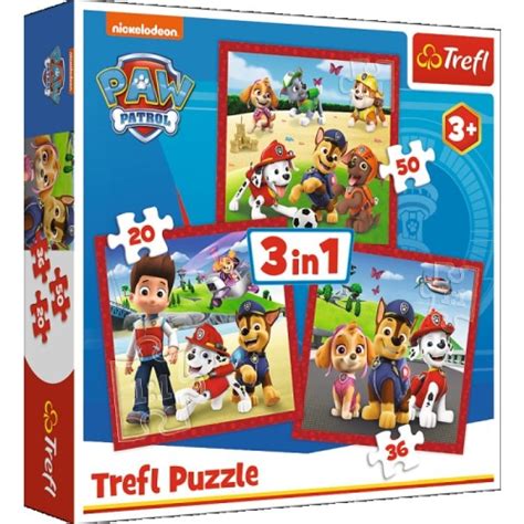 Puzzle 3w1 Trefl PSI PATROL Wesołe Pieski Eco zabawki pl