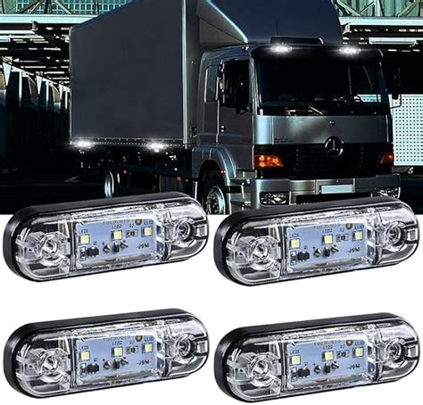 Yifengshun 4Pcs White LED Marker Lights 12V 3 LED Truck Front Lights